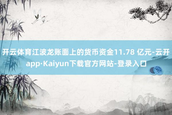 开云体育江波龙账面上的货币资金11.78 亿元-云开app·Kaiyun下载官方网站-登录入口
